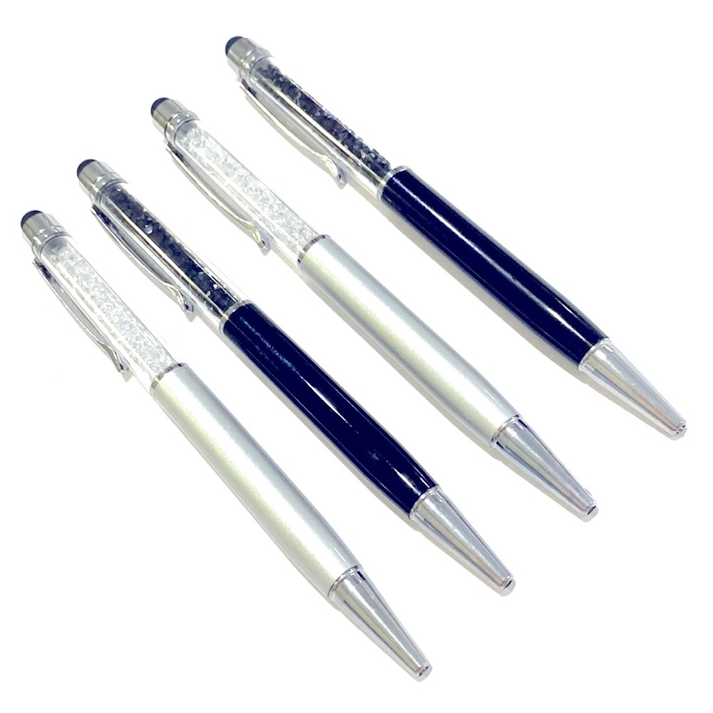Pens Lot Of 4 Crystal Stones With Stylus Black Silver
